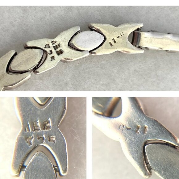 VTG Sterling Silver 925 Mexico Heavy Modernist 6MM XO Link Bracelet Sz 7.5" 24g - Picture 8 of 16